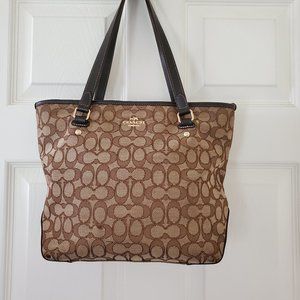 Coach Outline Signature Tote Bag Shopper Khaki/Brown F58282